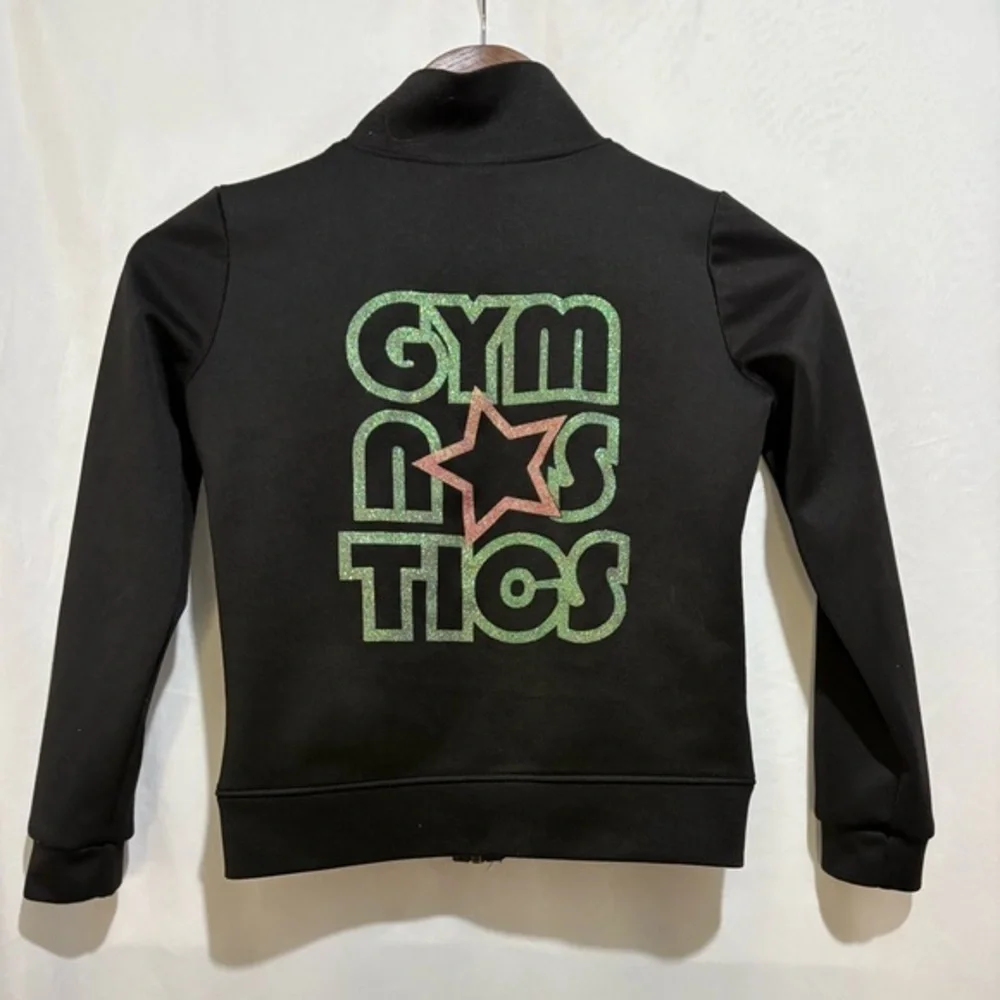 Gymnastics Jacket Stretch is Comfort Glitter Size Medium ‎ (8) Child Black